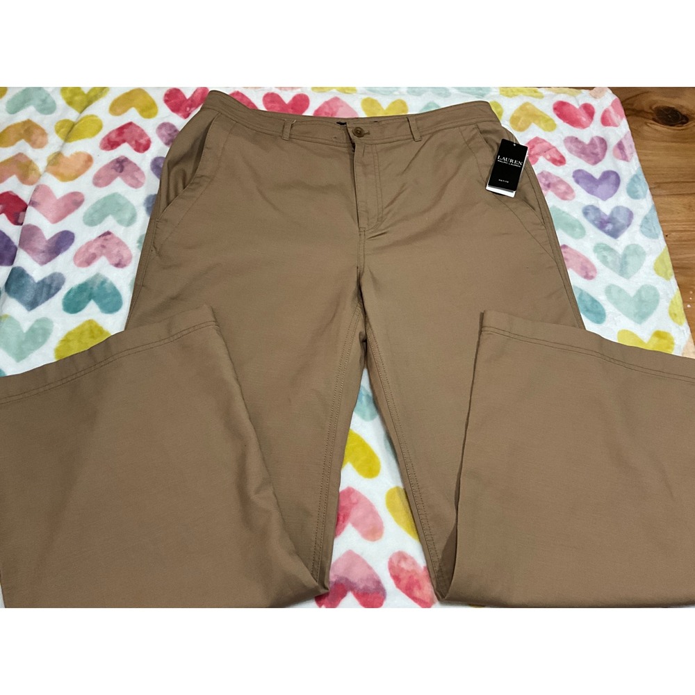 Lauren Ralph Lauren Petite Tan Straight Leg Chino Pants Trousers Women Size 10p